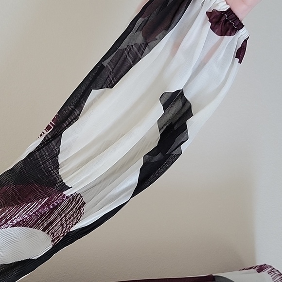 Chico's Coastal Breeze Soft Pleat Popover Blouse Purple Tan Black Size Large - Picture 3 of 9